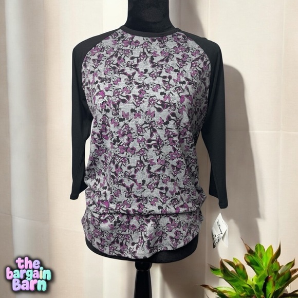 Lularoe x Disney NWT Women’s Minnie Mouse Randy Baseball 3/4 Sleeve T-Shirt (S) - Picture 1 of 4